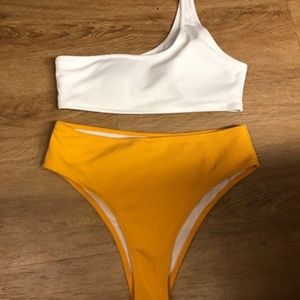 Yellow and White Bikini